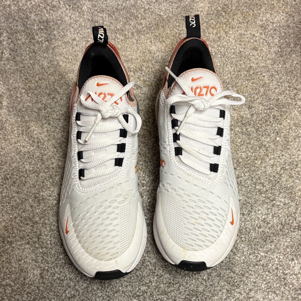 Nike White Sneakers with Orange Accents